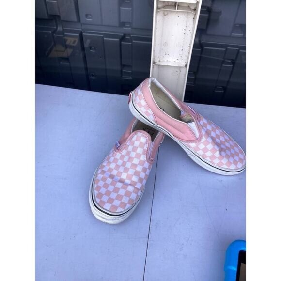 Vans Shoes - tropical y2k boho indie VANS Pink And White Checkered Slip On Shoes Size 5